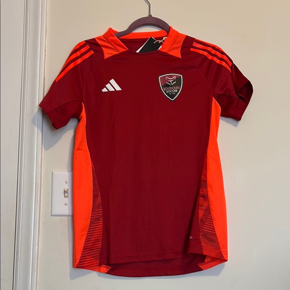 Adidas Red and Orange Soccer Jersey with Crest